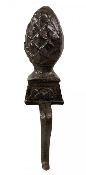 Dekohalter Haken für Kante Gusseisen Braun Pinien Zapfen Kantenhänger Vintage