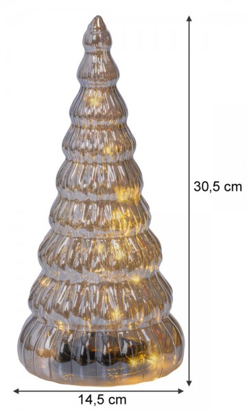 Weihnachtsbaum aus Glas mit LED Dekoleuchte Timer Tischleuchte Weihnachten 30 cm