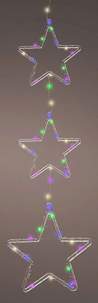 LED Sterne Bunt Fensterdeko Innen und Außen Weihnachtsdeko Batterie Timer 63 cm