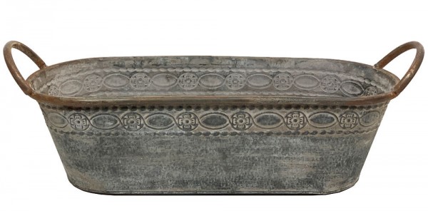 Zinktopf Pflanztopf Zink Blumentopf Oval Lang mit Griffen Landhausstil