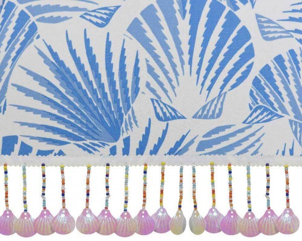 Sonnenschirm Strandschirm Blau Weiß mit Muscheln Garten Camping Erdspieß Ø 180cm