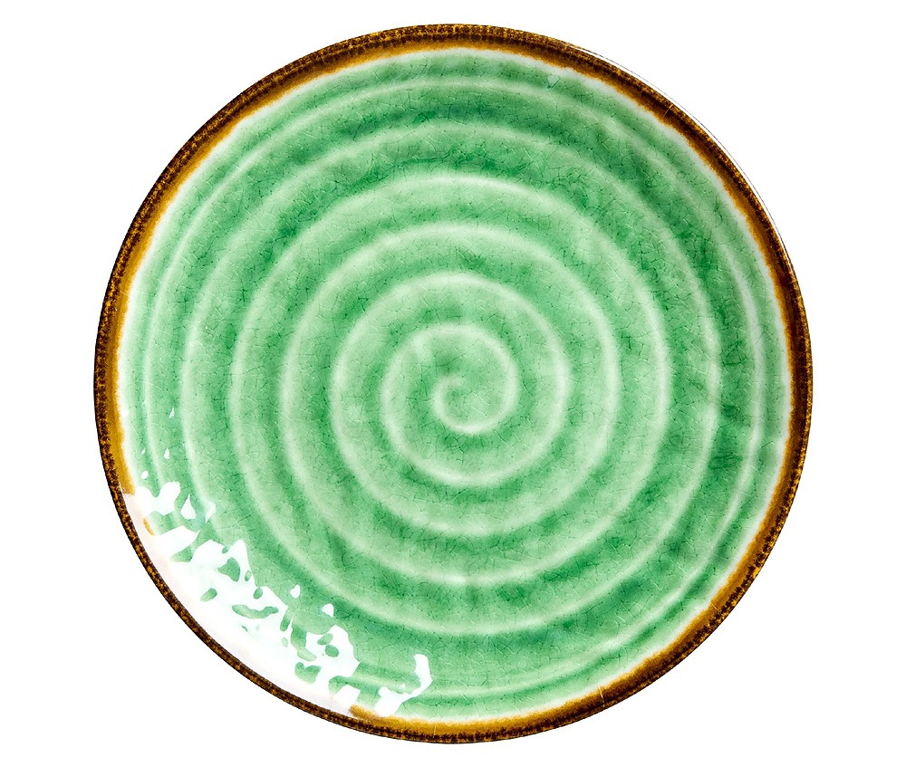 Rice Melamin Teller Rund Swirl Print Green