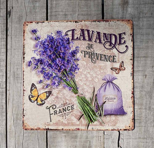 Blechschild Lavande de Provence Dekoschild Lavendel Nostalgie 30x30cm