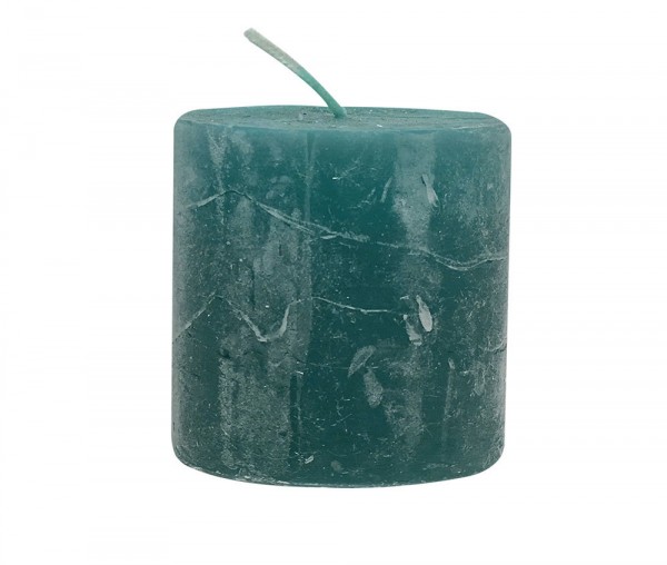 4 Rustic Stumpenkerzen Premium Kerze Petrol 5x5cm - 15 Std Brenndauer