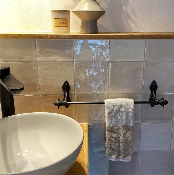 Handtuchhalter Schwarz Gusseisen Vintage-Stil Handtuchstange Wandmontage