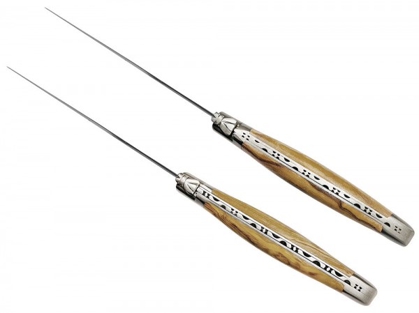 Laguiole en Aubrac Steakmesser Set 2-teilig Olivenholz (Olivier) 23 cm
