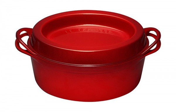 Le Creuset Saftbräter Doufeu Oval Gusseisen Kirschrot 32cm