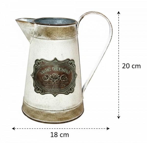 Deko Krug Zink Zinkkrug Rose Garden Gießkanne Wasserkrug Shabby Antik-Stil 20cm