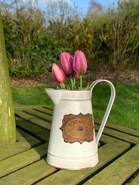 Deko Krug Zink Zinkkrug Rose Garden Gießkanne Wasserkrug Shabby Antik-Stil 20cm