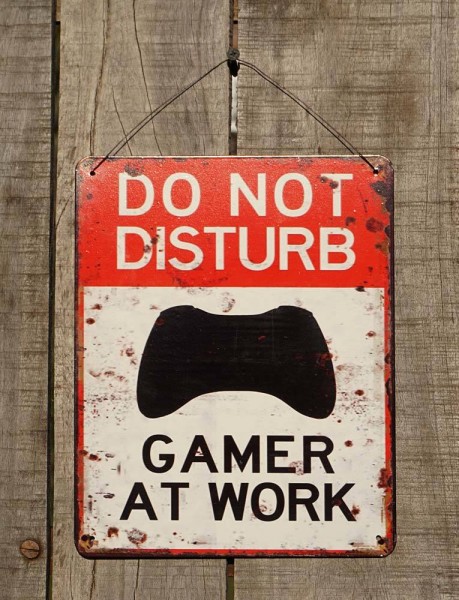 Blechschild DO NOT DISTURB GAMER AT WORK Türschild Deko Gamer Zimmer 25x20cm