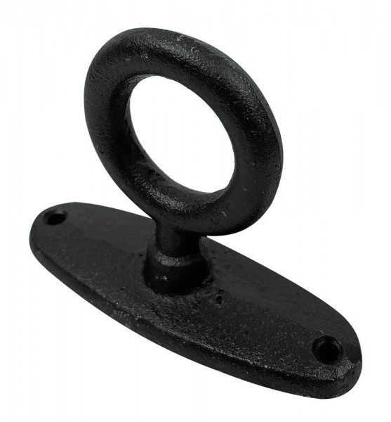 Anbindering mit Platte Gusseisen Antik-Stil Befestigungsring Schwarz 9cm