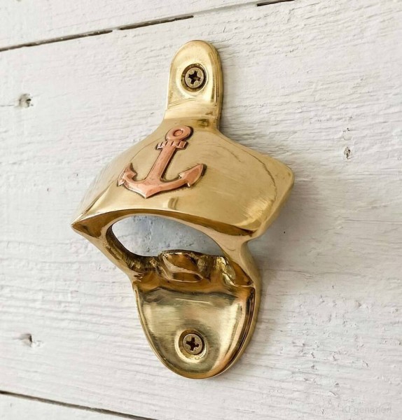 Wandflaschenöffner Anker Messing Flaschenöffner Wandmontage Bieröffner Maritim