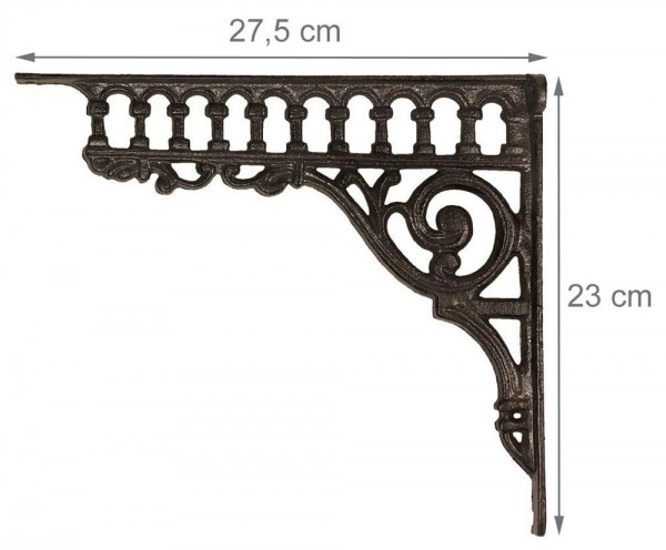 Regalträger Gründerzeit-Stil Regalhalter Regalwinkel Gusseisen Braun 23x27cm