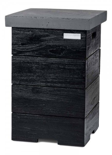 Happy Cocooning Beistelltisch Teak Black für Gasflasche grau 41 x 41 x 62 cm