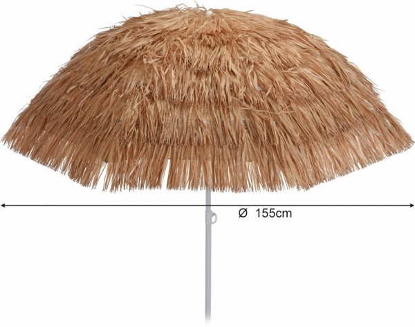 Sonnenschirm Strand Hawaii Fransen Erdspieß Knickbar Tragetasche Braun-Beige