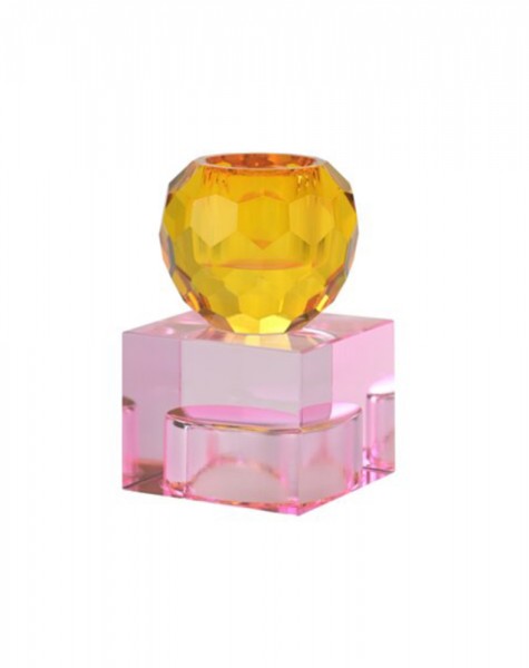 Giftcompany Kerzenhalter Teelichthalter Kristallglas Hellrosa Orange