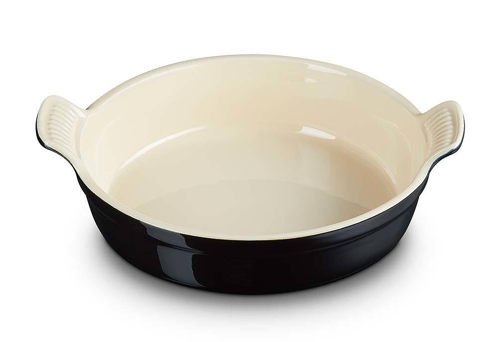 Le Creuset Auflaufform Tradition Rund Steinzeug Schwarz glänzend 24cm