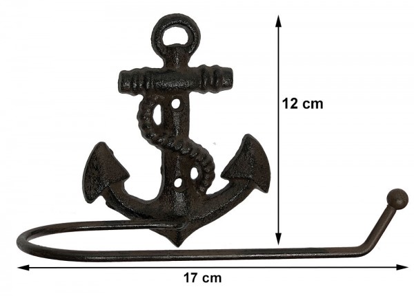 Toilettenpapierhalter Anker Gusseisen WC-Papierhalter Maritim Antik-Stil Braun