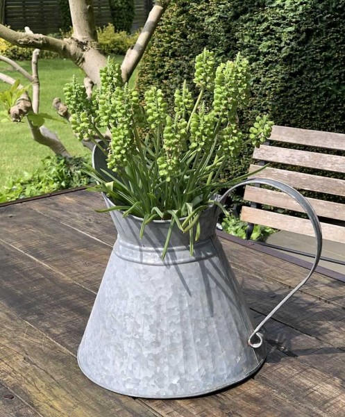 Großer Deko Krug Zink Zinkkrug zum Bepflanzen Zinkkanne Landhaus Vintage-Stil