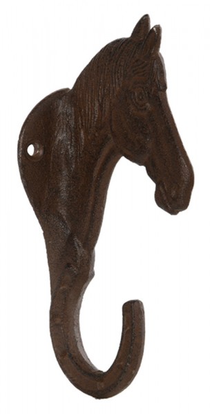 Wandgarderobe Garderobenhaken Pferd Gusseisen Antik-Braun 20cm