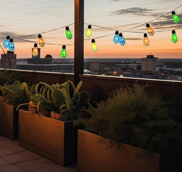 Solar Lichterkette Glühbirnen Bunt Outdoor Garten Party Balkon