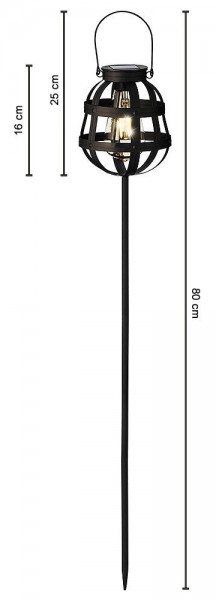 Solarleuchte Garten Balkon Vintage-Stil Schwarz mit Spieß und zum Aufhängen