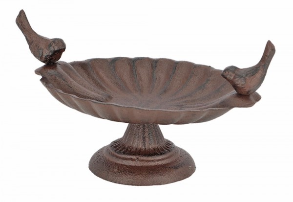 Vogeltränke stehend Vogelbad 2 Vögel Gusseisen Antik-Stil Braun