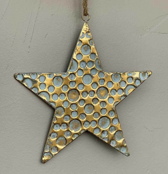 Weihnachtsstern Metall gold Vintage-Stil Stern Punkte Hängedeko Weihnachten 28cm