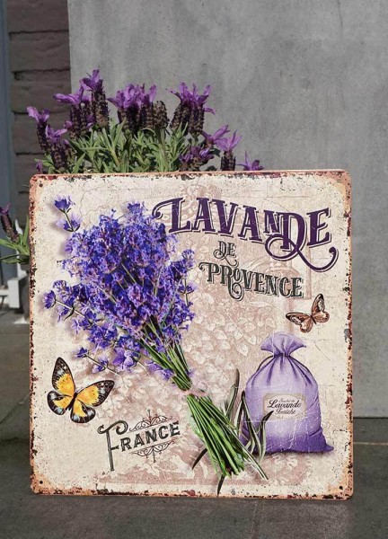 Blechschild Lavande de Provence Dekoschild Lavendel Nostalgie 30x30cm