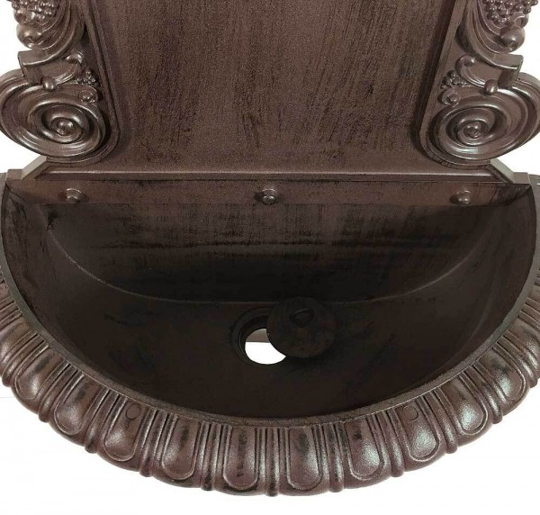 Wandbrunnen Antik-Stil Waschbecken mit Wasserhahn Nostalgie Metall Braun