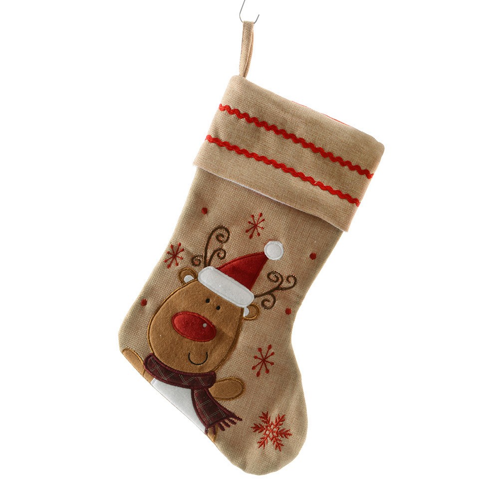Weihnachtsstrumpf Rentier Nikolausstiefel Jute Nikolausstrumpf Weihnachtssocke 40cm Weihnachtsstrumpf Rentier Nikolausstiefel Jute Nikolausstrumpf Weihnachtssocke 40cm