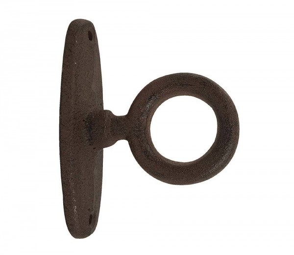 Anbindering mit Platte Gusseisen Antik-Stil Befestigungsring Braun 6cm