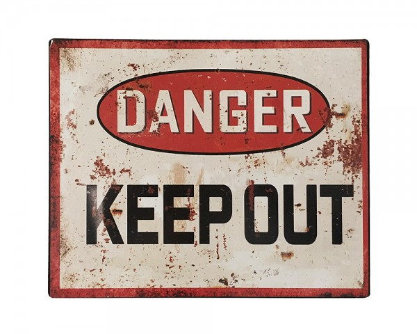 Blechschild DANGER KEEP OUT Retro Vintage-Dekoschild Betreten verboten 20x25 cm