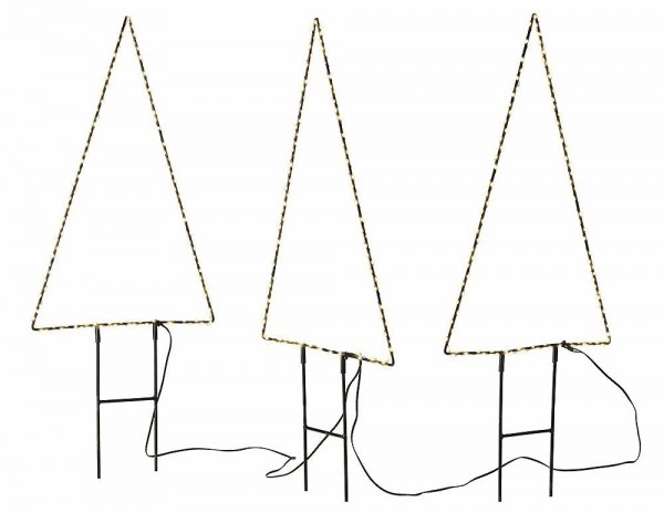 Lichterbaum Gartenstecker Tannenbaum 3 Stück LED Beleuchtet Warmweiß Außen 48cm