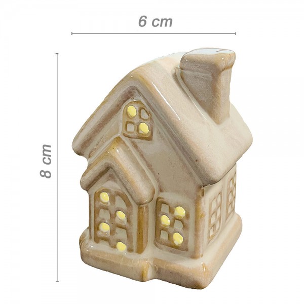 Weihnachtshäuschen SET mit LED 4 Stück Keramik Lichterhäuser Warmweiß