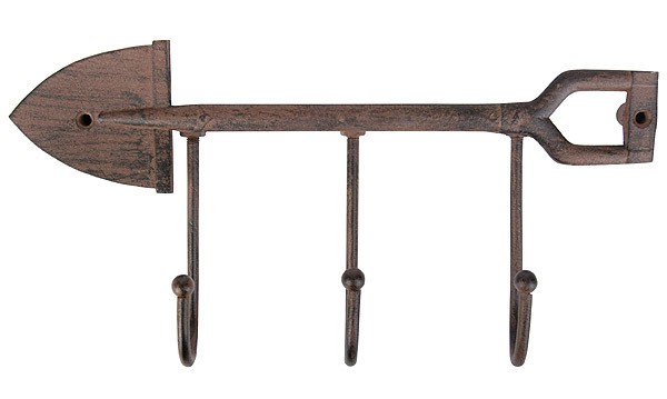 Rustikale Garderobe Wandhaken Garten Spaten Gusseisen Antik-braun