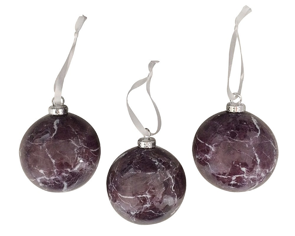 Christbaumkugeln Weihnachtskugeln Marmor-Optik bruchfest Brombeere 3 Stück Christbaumkugeln Weihnachtskugeln Marmor-Optik bruchfest Brombeere 3 Stück
