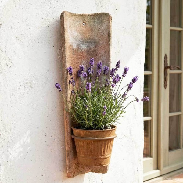 Echt Antiker Dachziegel 45-48 cm mit Wand Blumentopf Edelrost Hängend Mediterran