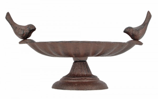 Vogeltränke stehend Vogelbad 2 Vögel Gusseisen Antik-Stil Braun