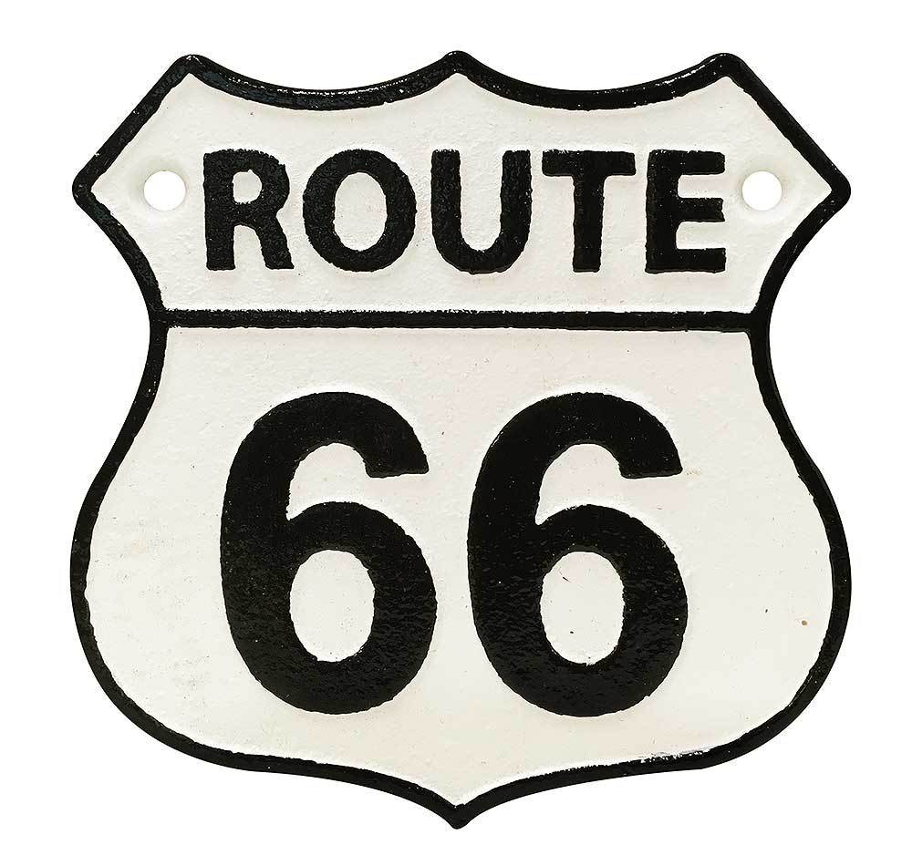 Schild ROUTE 66 US Roadsign Nostalgie Vintage Straßenschild Gusseisen 12x11cm