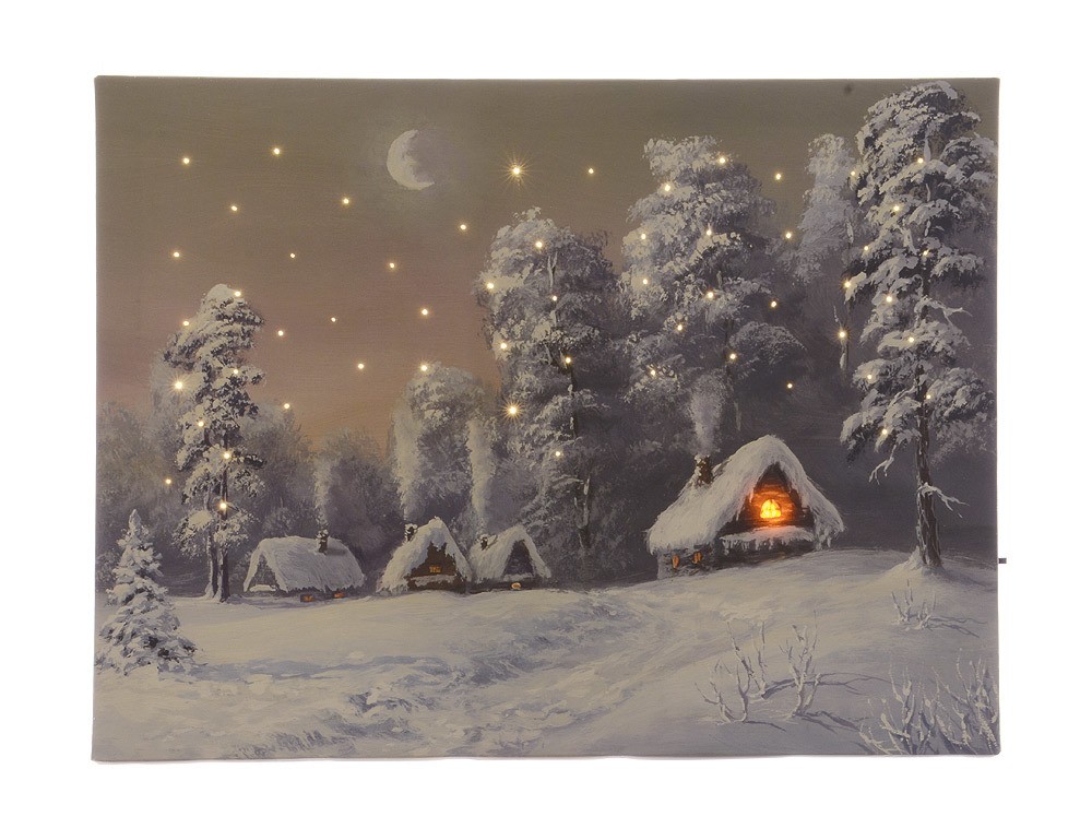 LED Bild Schneelandschaft Park Weihnachten Winterlandschaft Beleuchtet 38x58cm