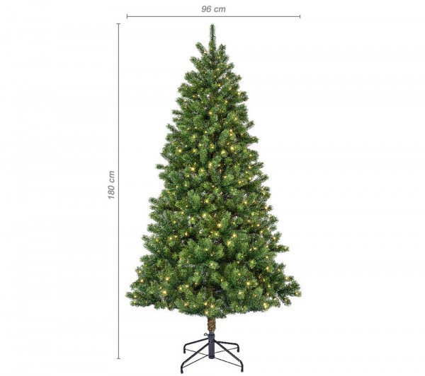 Weihnachtsbaum Künstlich Nordmanntanne Premium 180cm Naturgetreu m. Lichterkette