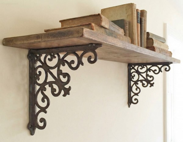 Regalhalterung Antik-Stil Gusseisen Groß Regalwinkel Regalträger Braun 23x23 cm