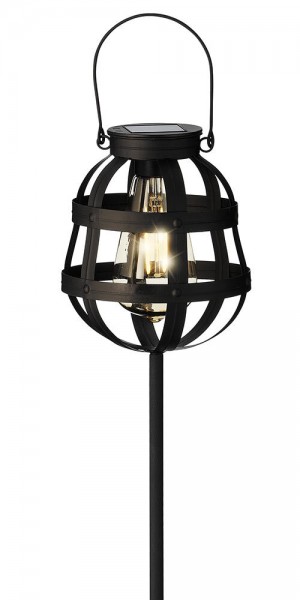 Solarleuchte Garten Balkon Vintage-Stil Schwarz mit Spieß und zum Aufhängen