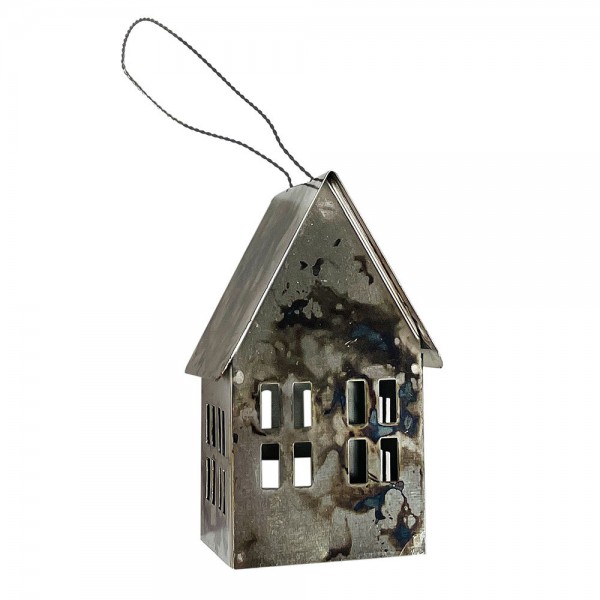 Christbaumschmuck Haus Metall angelaufen Christbaumanhänger Vintage-Stil