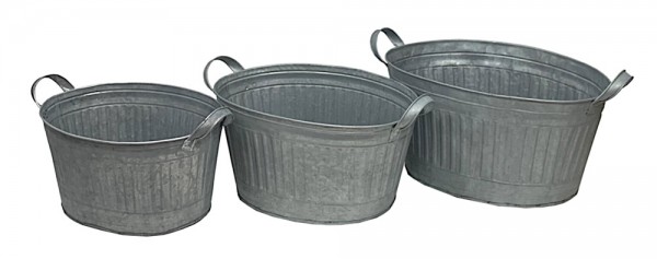 Zink Blumentopf Oval Zinkwanne mit Griffen Pflanztopf Zinktopf Antik-Stil
