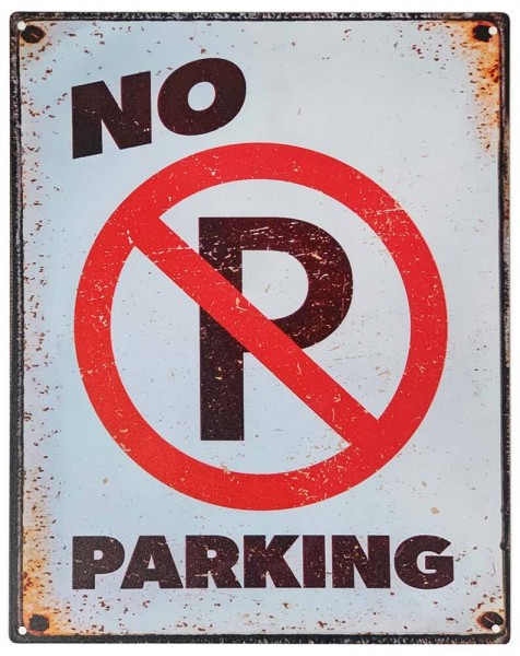 Blechschild No Parking Retro Vintage Dekoschild Parken Verboten 20x25cm