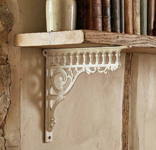 Regalträger Gründerzeit-Stil Regalhalter Regalwinkel Gusseisen Shabby Weiß