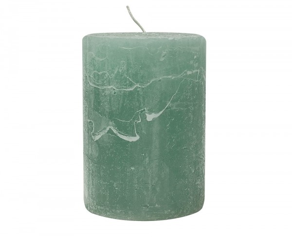 4 Rustic Stumpenkerzen Premium Kerze Mintgrün 7x10cm - 45 Std Brenndauer