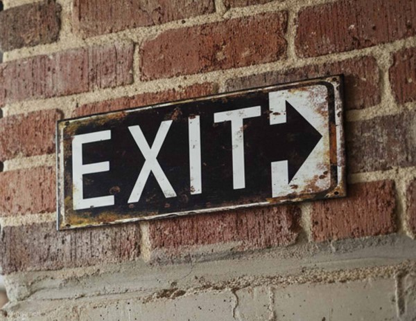 Blechschild EXIT Retro Vintage-Deko Wegweiser Pfeil Antik-Stil 36 x13 cm